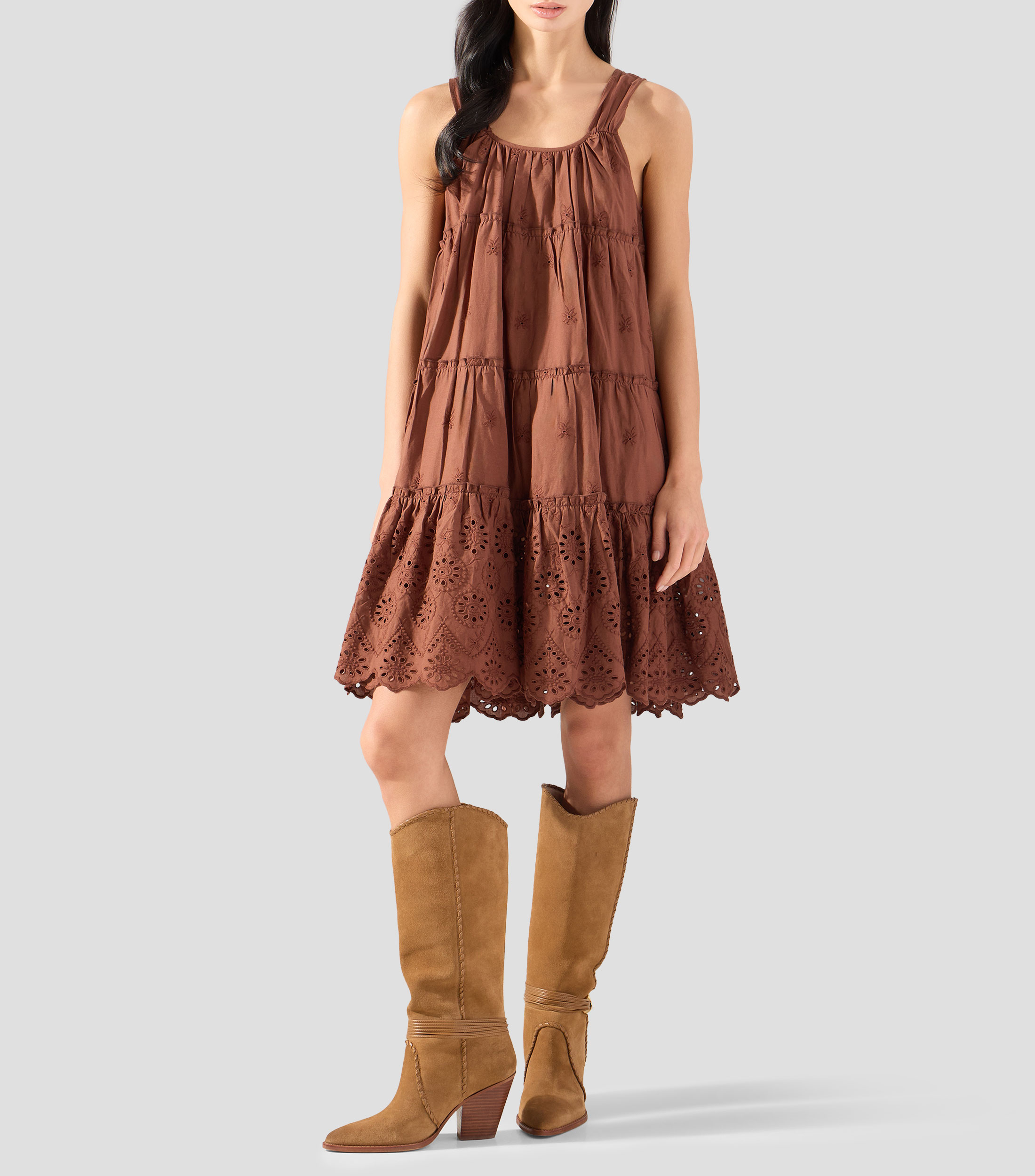 Vestido corto liso Mujer
